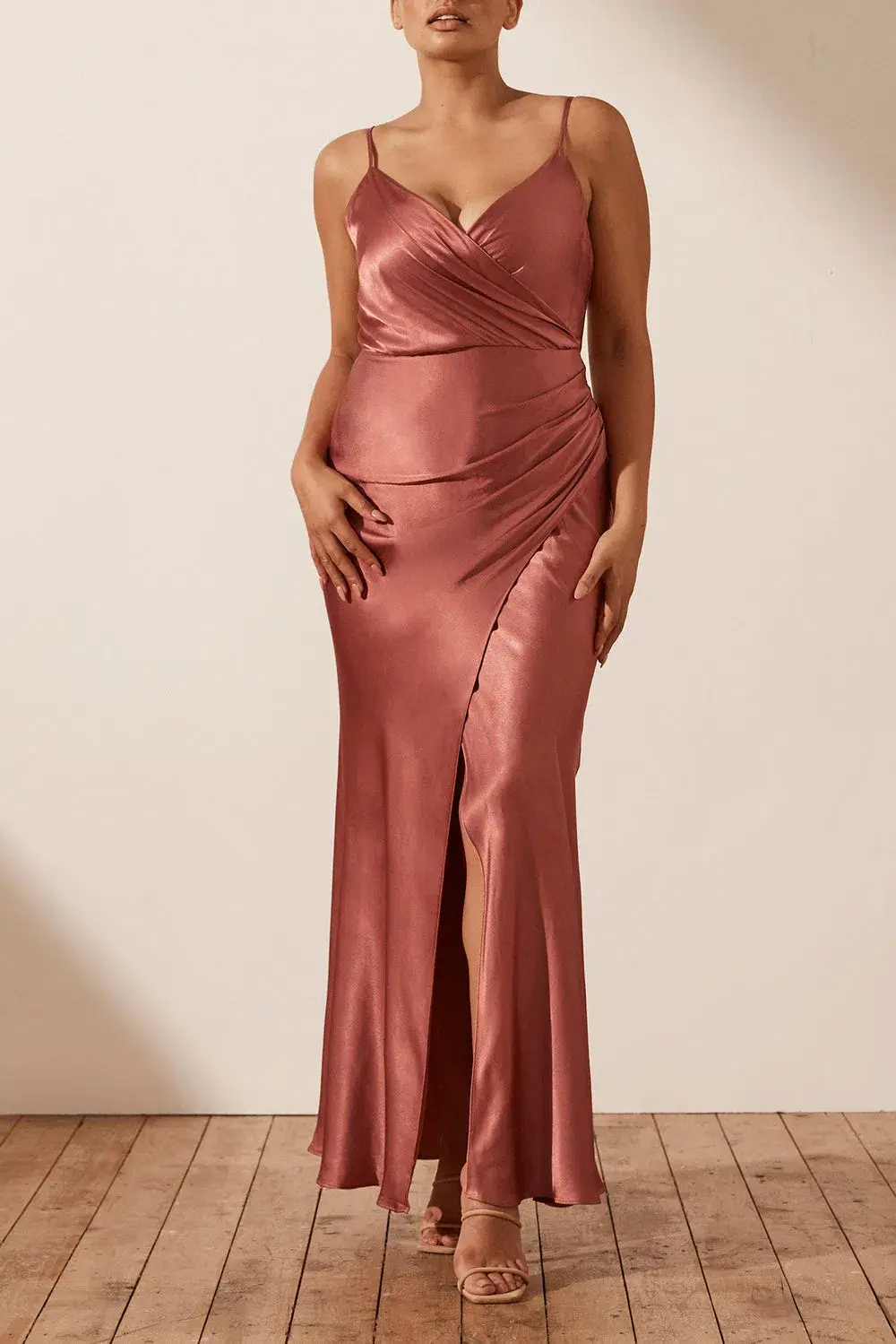 Shona Joy La Lune Cross Draped Maxi Dress Terracotta Size 16 - Image 1