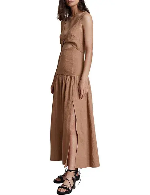 Bec & Bridge Camel Alamos Midi Dress Brown Size 12 - Image 2