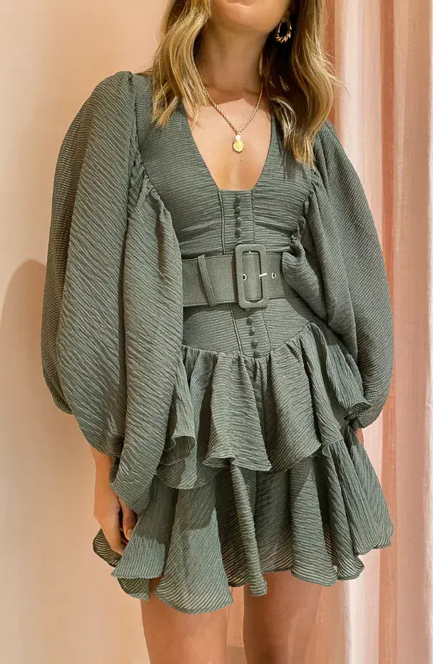 Shona Joy Charlotte Mini Dress in Khaki Size 8  - Image 4