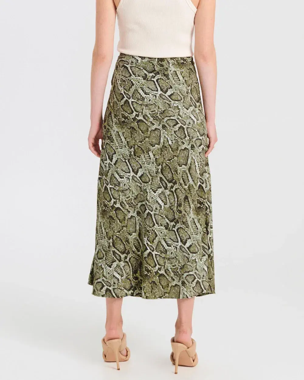 Ena Pelly Python Panelled Midi Skirt Animal Print Size 8 for rent on The Volte - main image