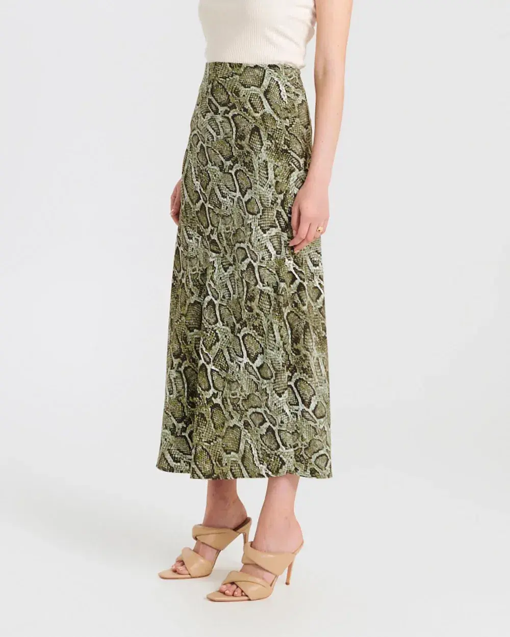 Ena Pelly Python Panelled Midi Skirt Animal Print Size 8 for rent on The Volte - main image