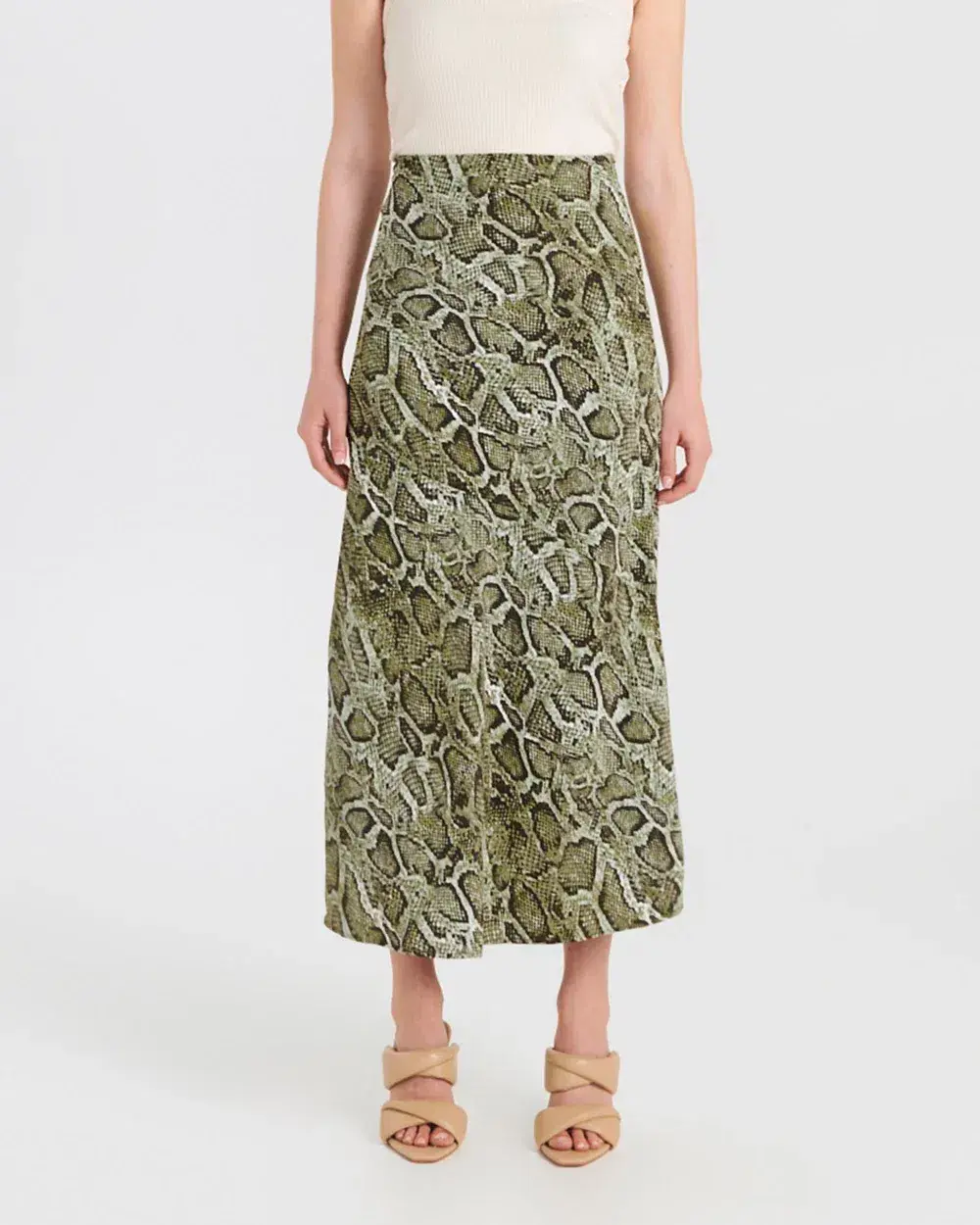 Ena Pelly Python Panelled Midi Skirt Animal Print Size 8 for rent on The Volte - main image