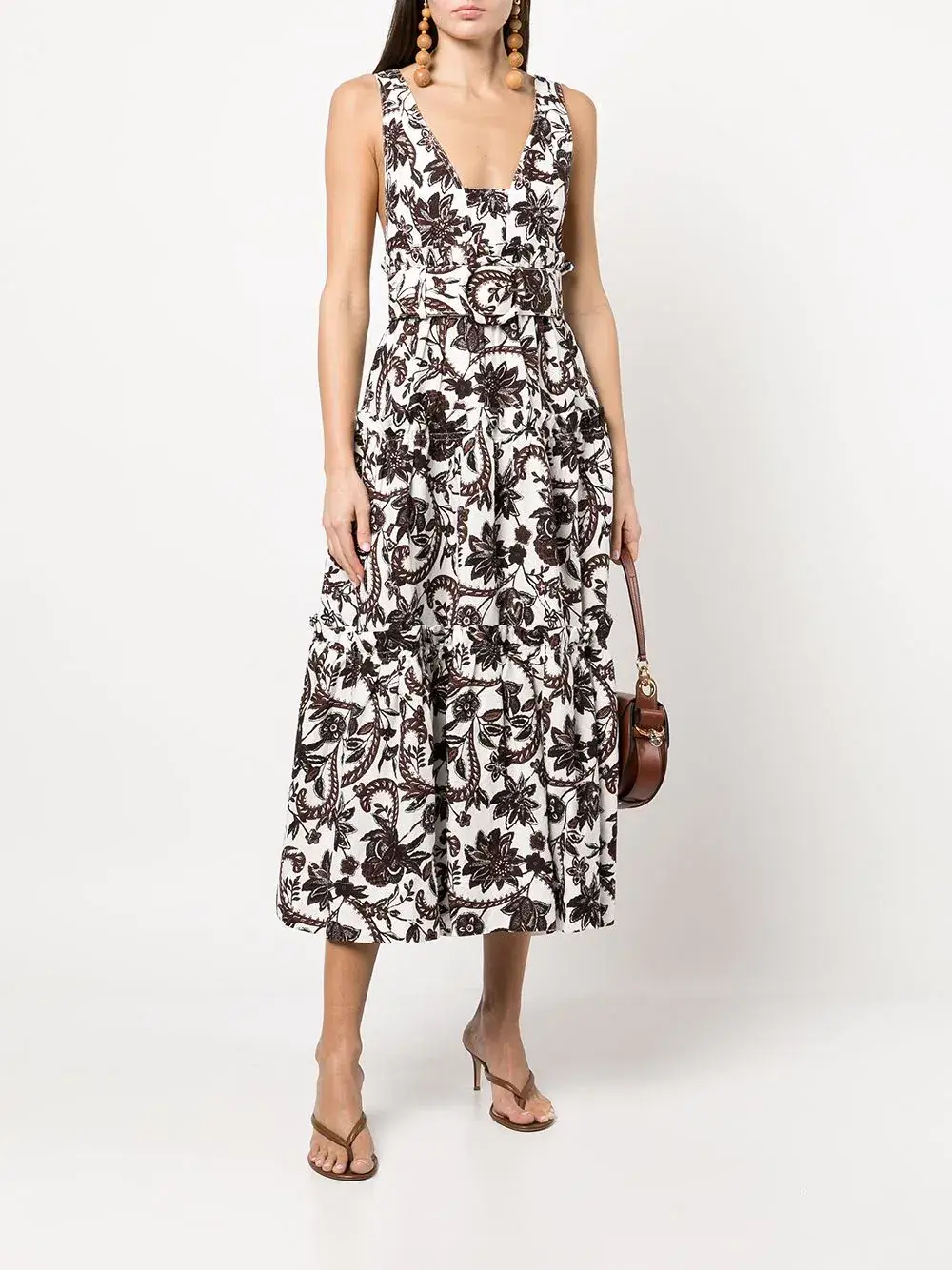 Shona Joy Dahlia Tiered Midi Dress Print Size 8 - Image 1