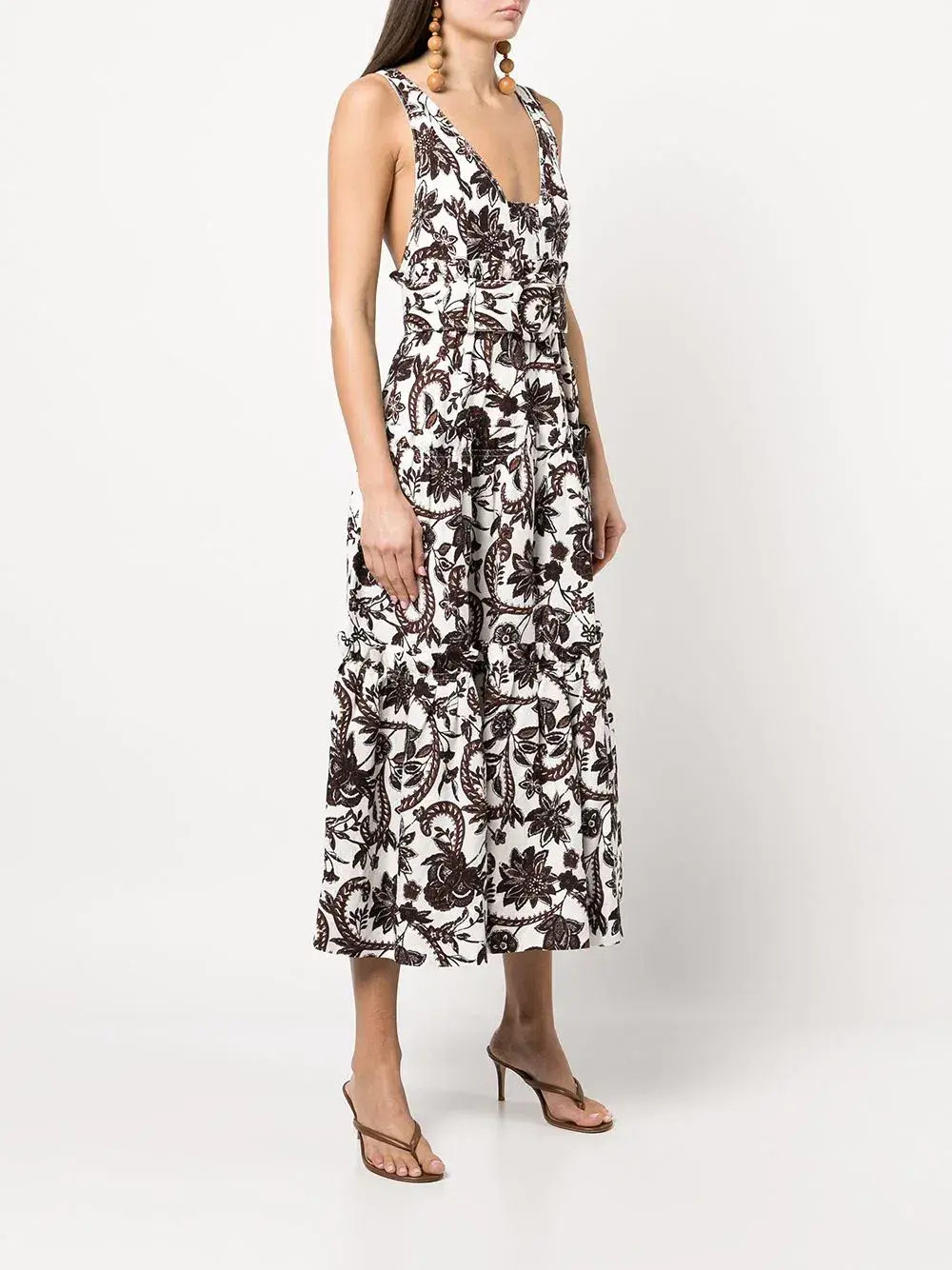 Shona Joy Dahlia Tiered Midi Dress Print Size 8 - Image 2