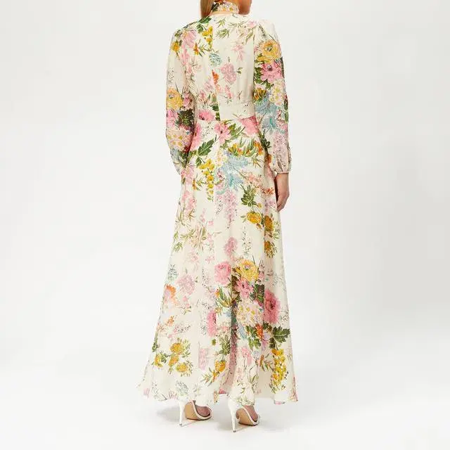 Zimmermann Heathers Long Plunge Dress Floral Size 0P / AU 6 for rent on The Volte - main image