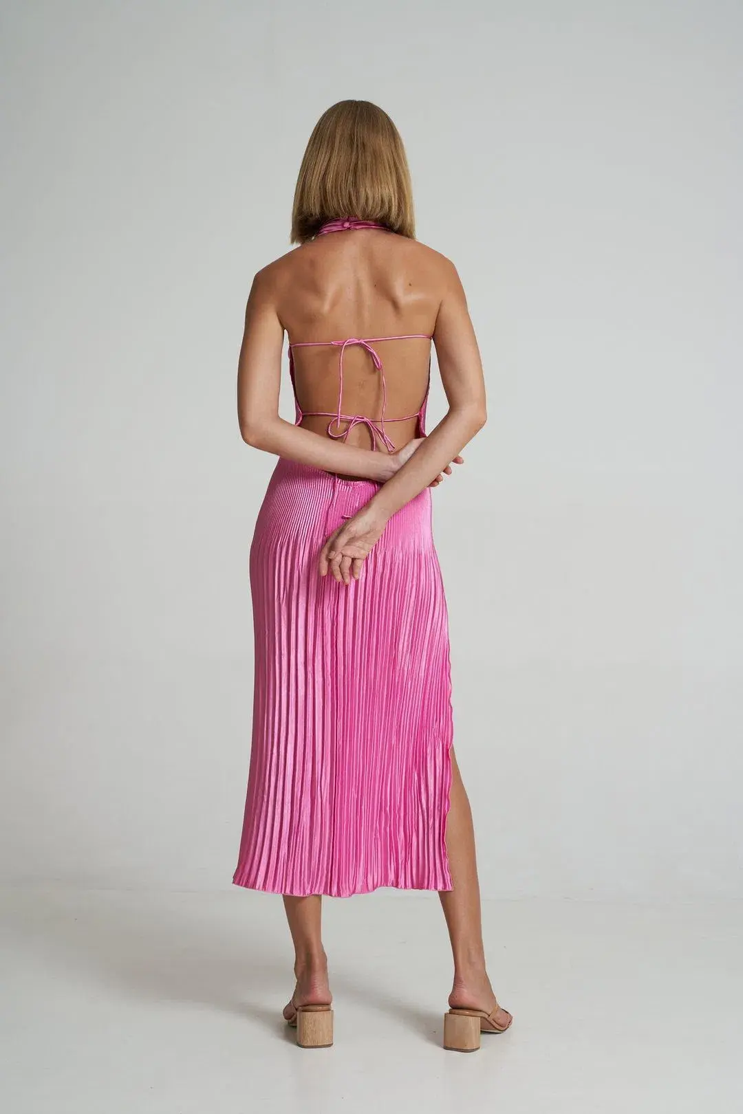 Lidee Soiree Halter Midi Dress in Hot Pink Size 8 - Image 4