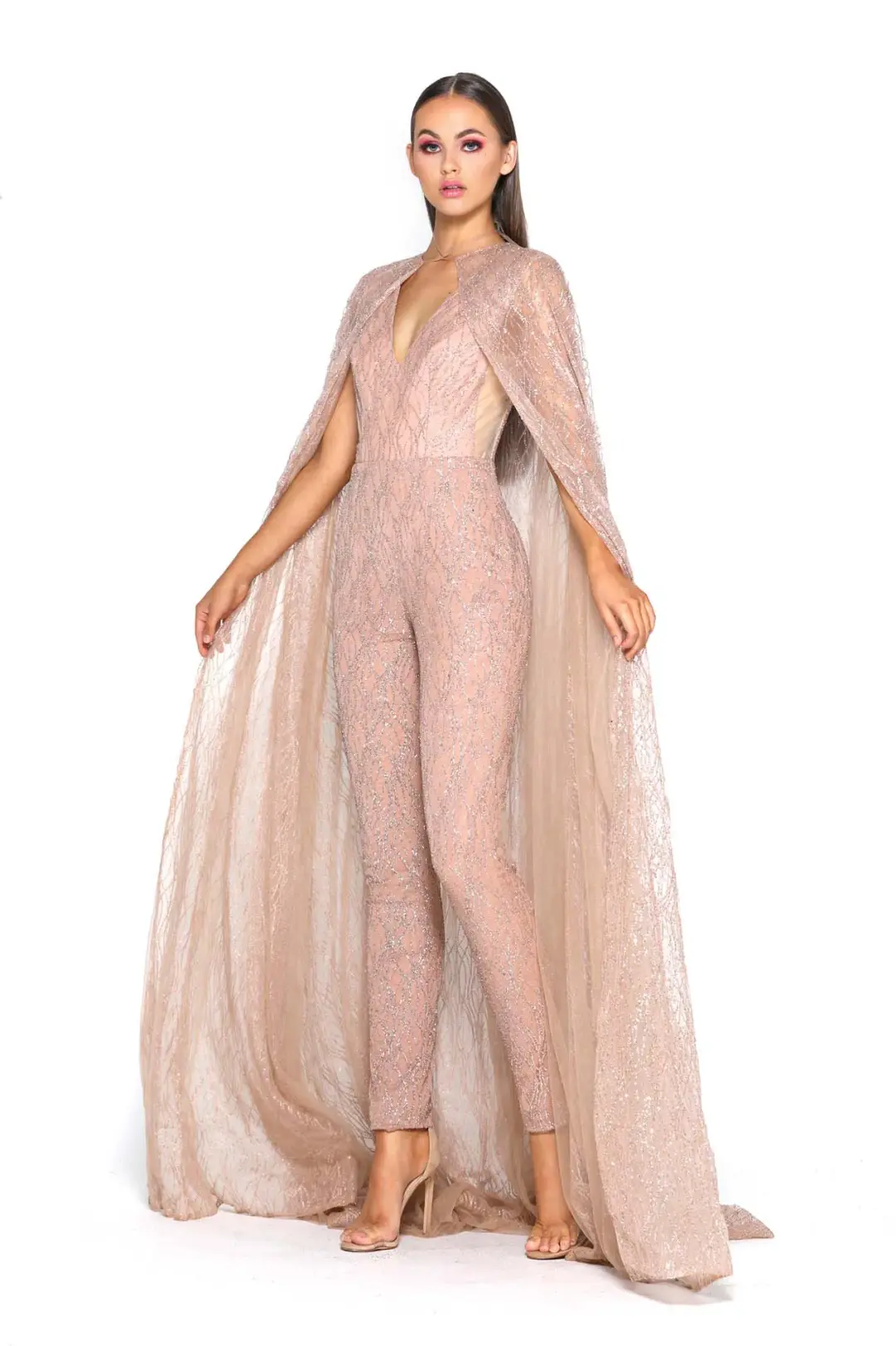 Portia and Scarlett Savanah Rose Gold Jumpsuit Size S for rent on The Volte - main image