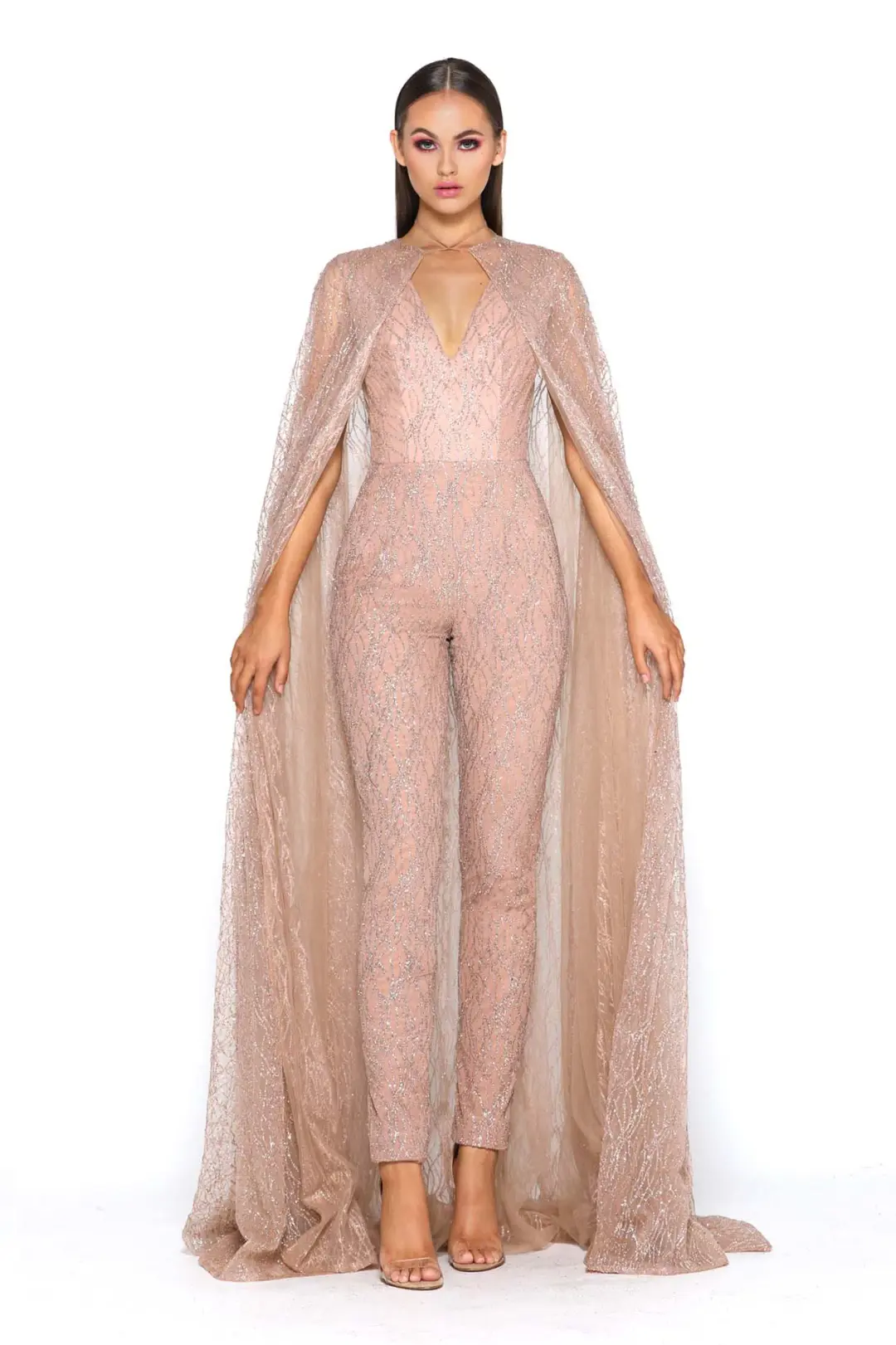Portia and Scarlett Savanah Rose Gold Jumpsuit Size S for rent on The Volte - main image