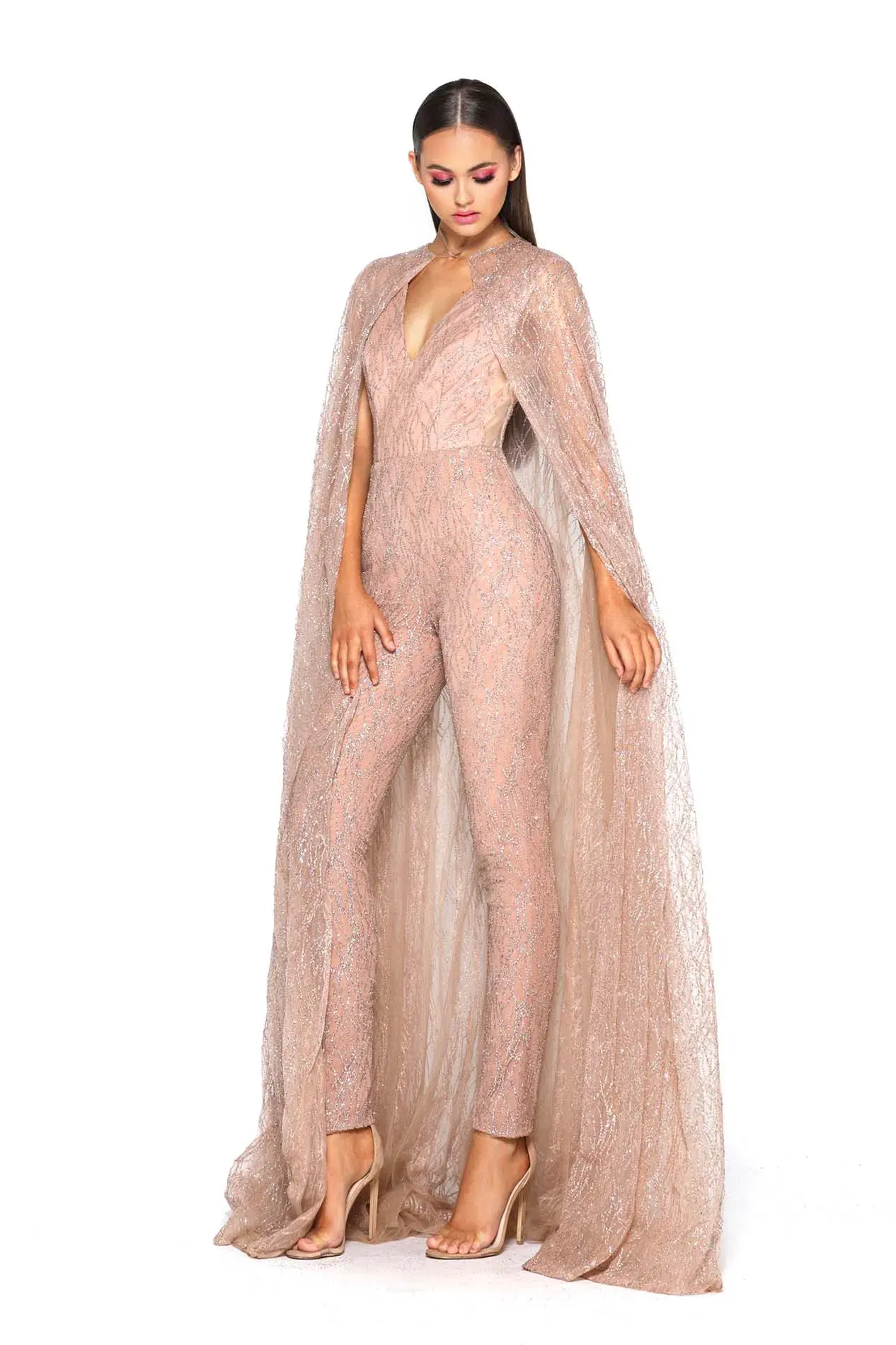 Portia and Scarlett Savanah Rose Gold Jumpsuit Size S - Image 3
