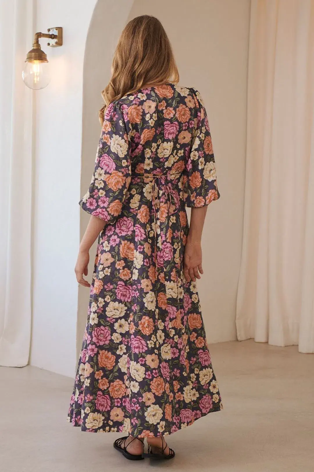 Kivari Hope Linen Maxi Dress Print Size 8 - Image 2