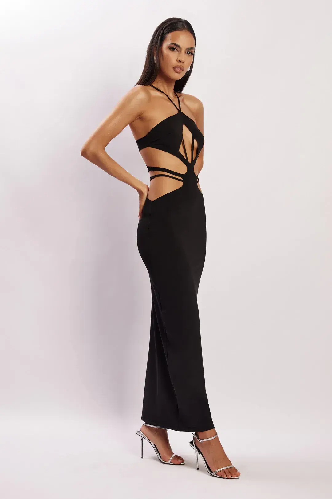 Meshki Eden Halter Strappy Cutout Maxi Dress Black Size S - Image 3