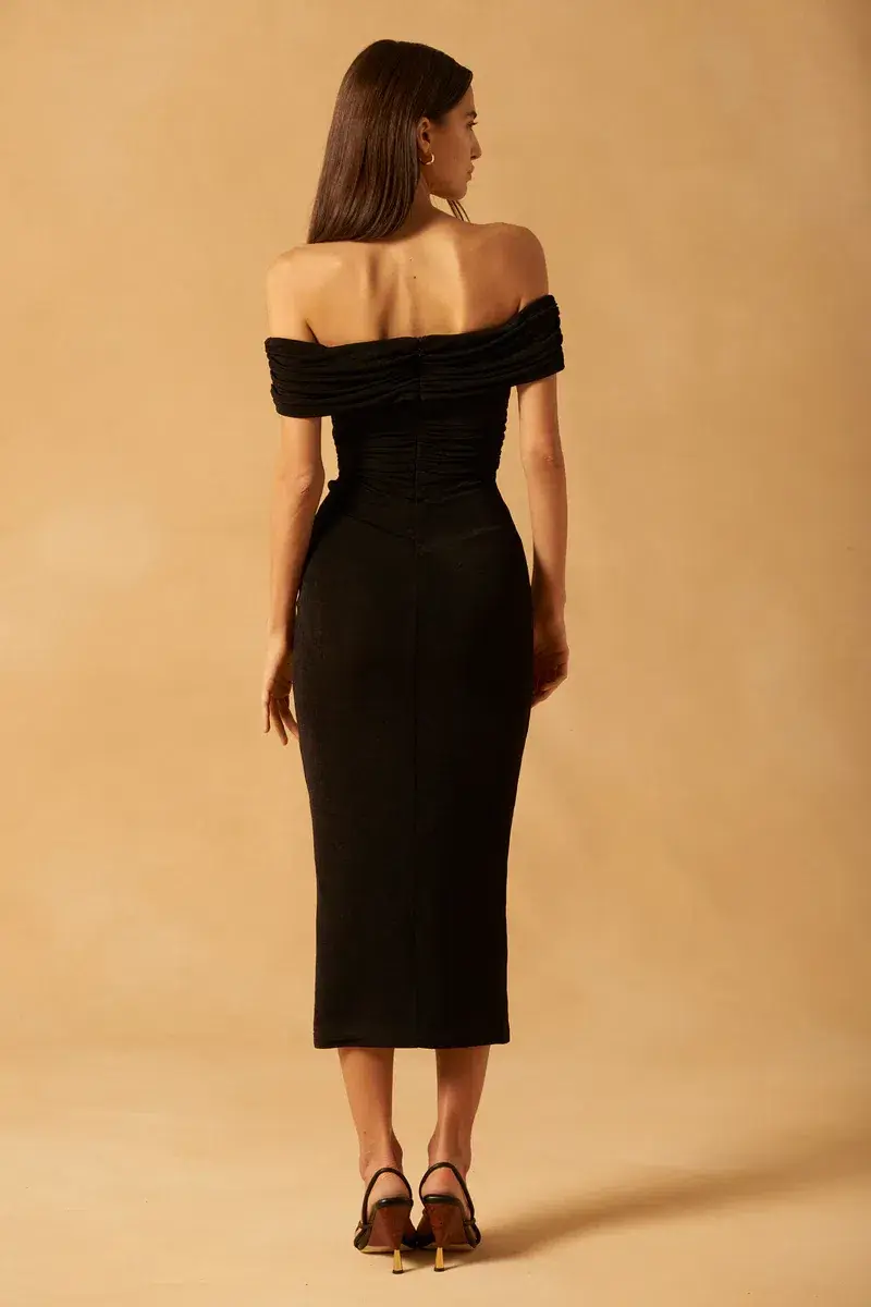 Misha Maylee Slinky Jersey Midi Dress Black Size 12 - Image 2