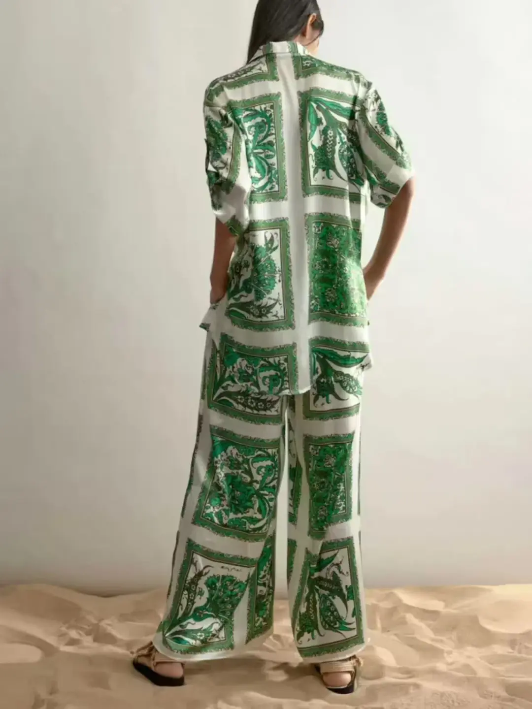 Alemais Lucille Lounge Shirt and Pants Set Print Size AU 6 for rent on The Volte - main image