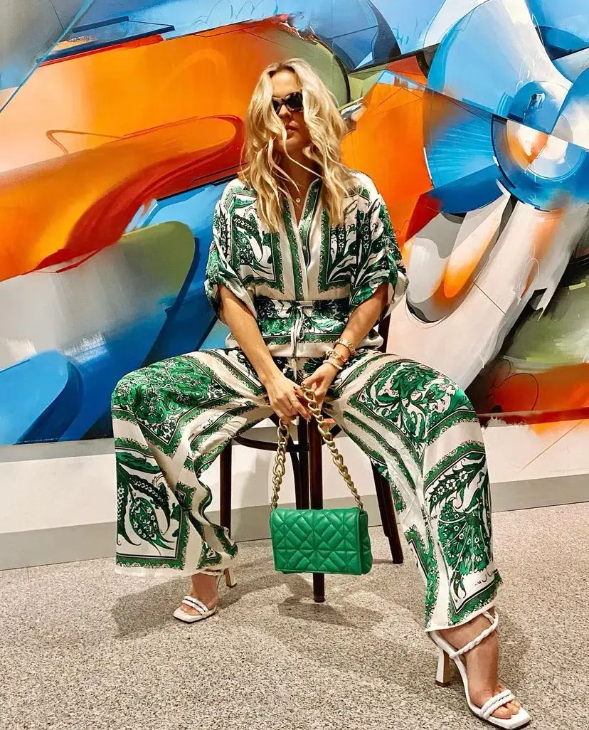 Alemais Lucille Lounge Shirt and Pants Set Print Size AU 6 for rent on The Volte - main image