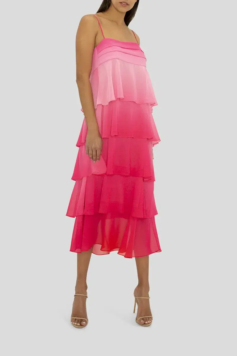 Carla Zampatti Cloud Nine Dress Passion Pink Ombre Size 4 for rent on The Volte - main image