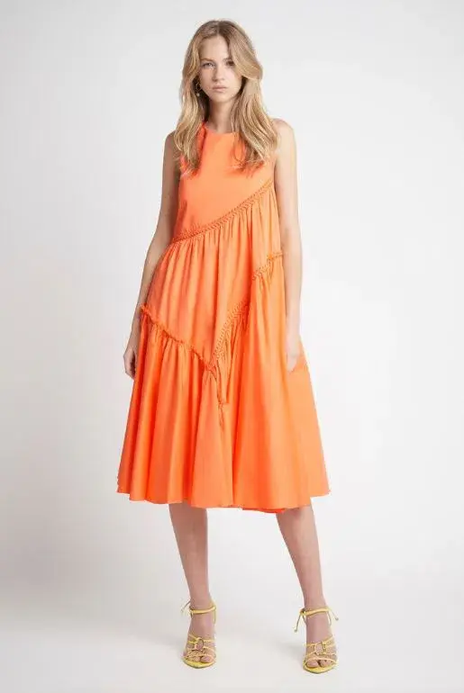 Aje Casablanca Braided Sleeveless Midi Dress Orange Size 16 - Image 3