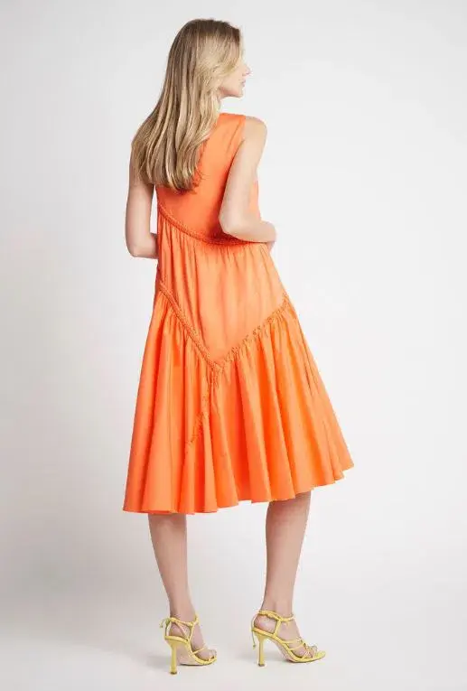 Aje Casablanca Braided Sleeveless Midi Dress Orange Size 16 - Image 4