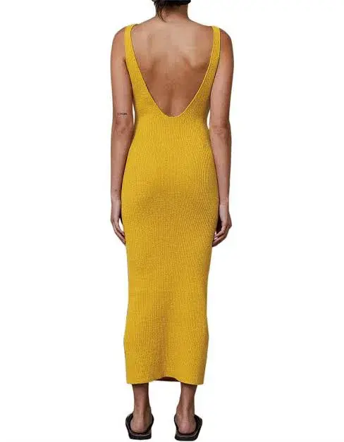 Bec & Bridge Bowie Sleeveless Knit Midi Dress Yellow Size 8 - Image 2