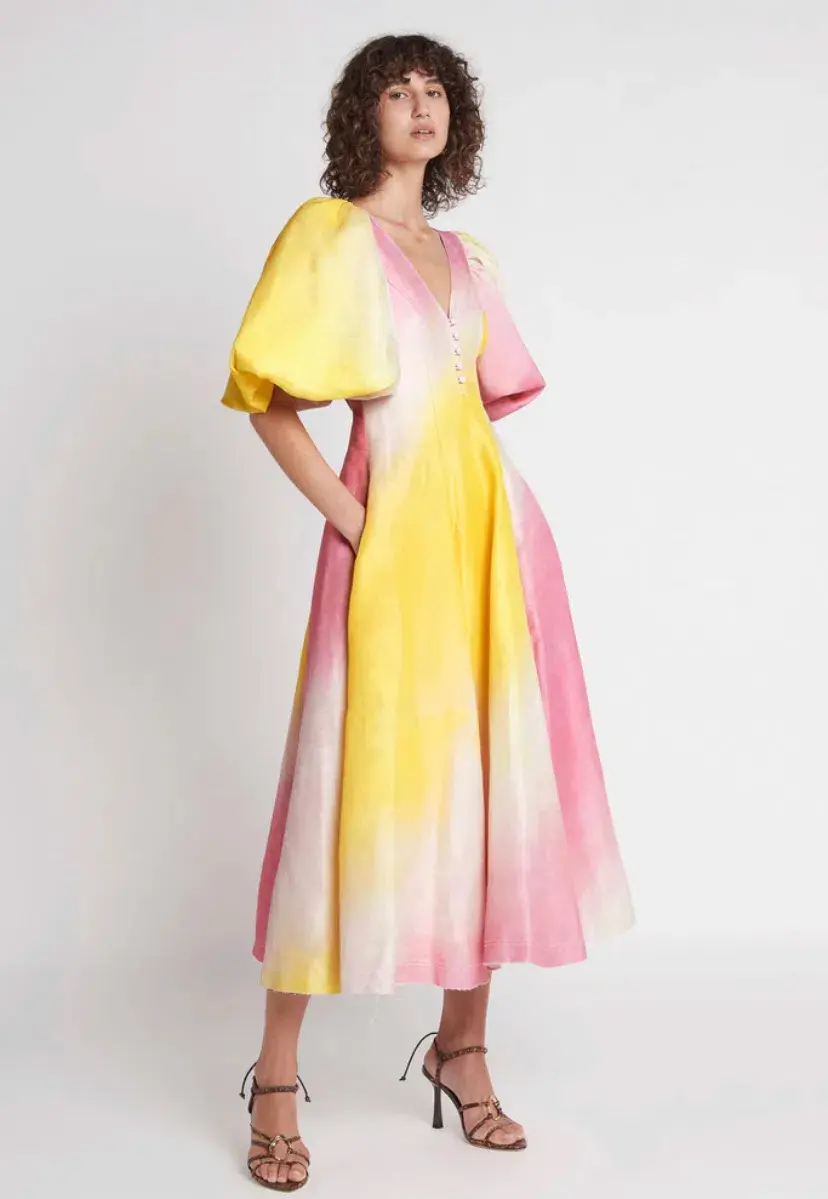 Aje Cloud Burst Midi Dress Multi Size 10 - Image 1