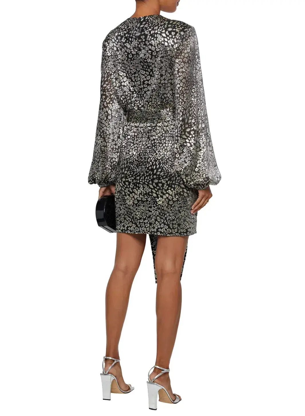 Rebecca Vallance Vienna Metallic Mesh Mini Dress Leopard Print Size 10 - Image 3