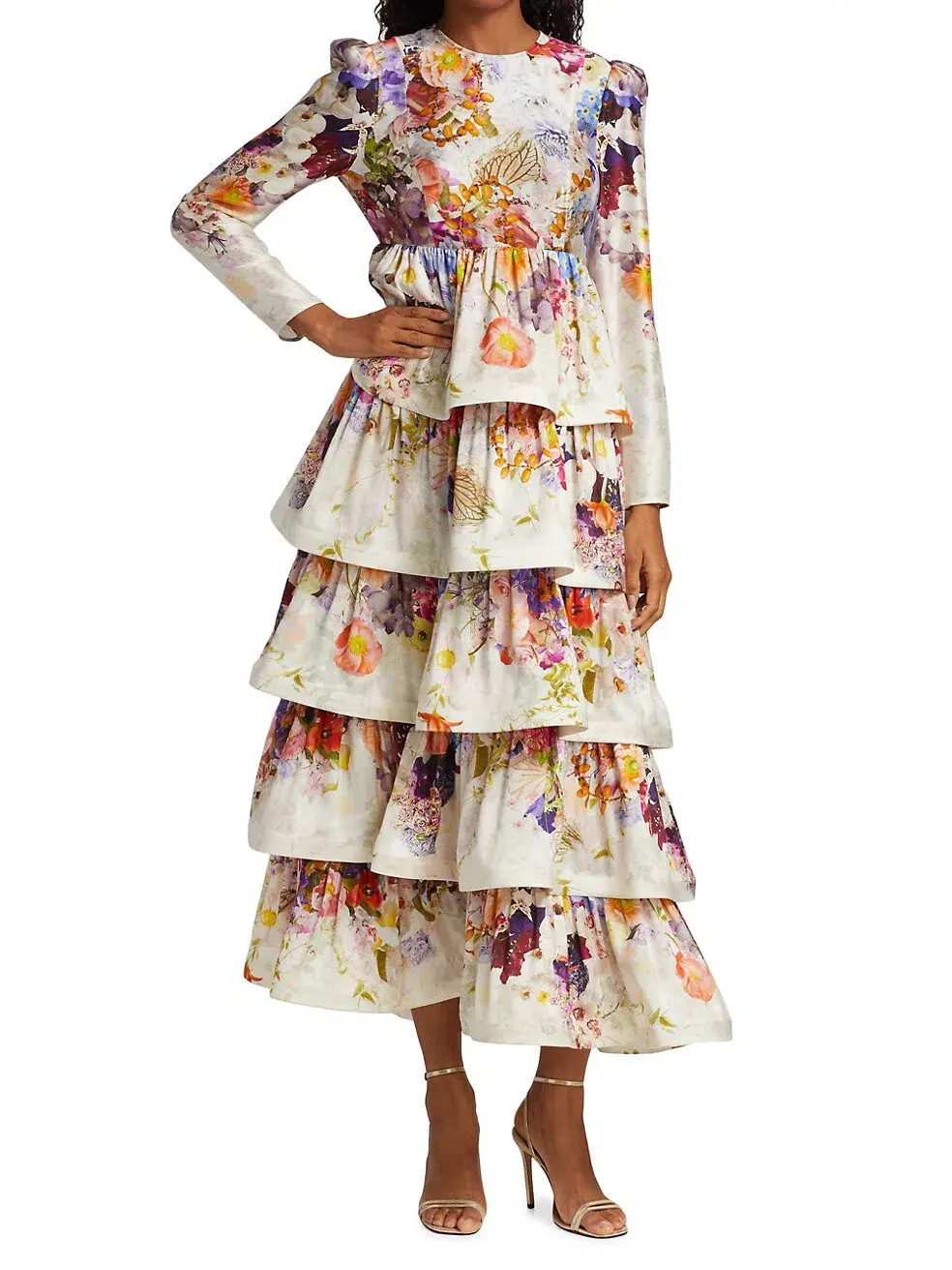 Zimmermann Prima Tiered Midi Dress Floral Size 1 / Au 10 for rent on The Volte - main image