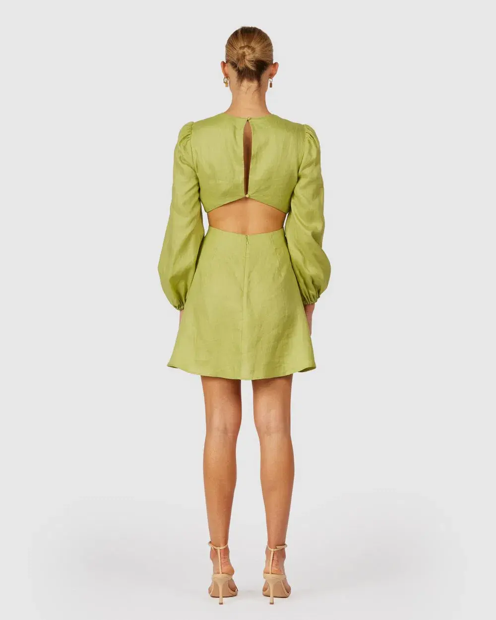 The Wolf Gang Safi Linen Cut Out Dress in Pistachio Green Size XXS - Image 2