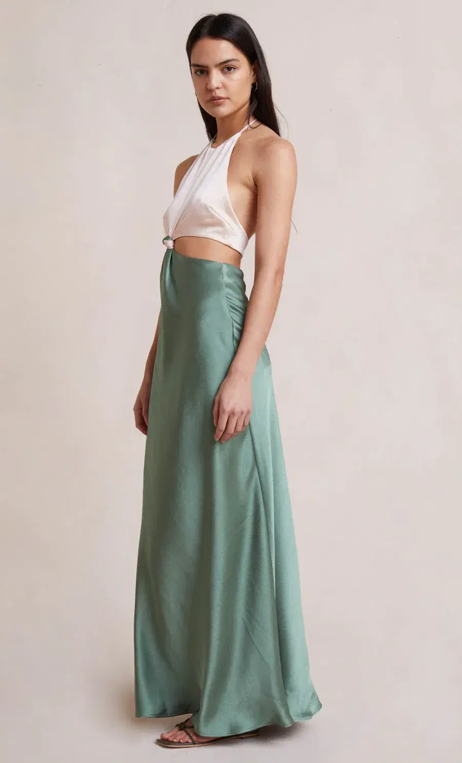 Bec & Bridge Carrie Halter Maxi Dress Multi Green Size AU 8 - Image 2