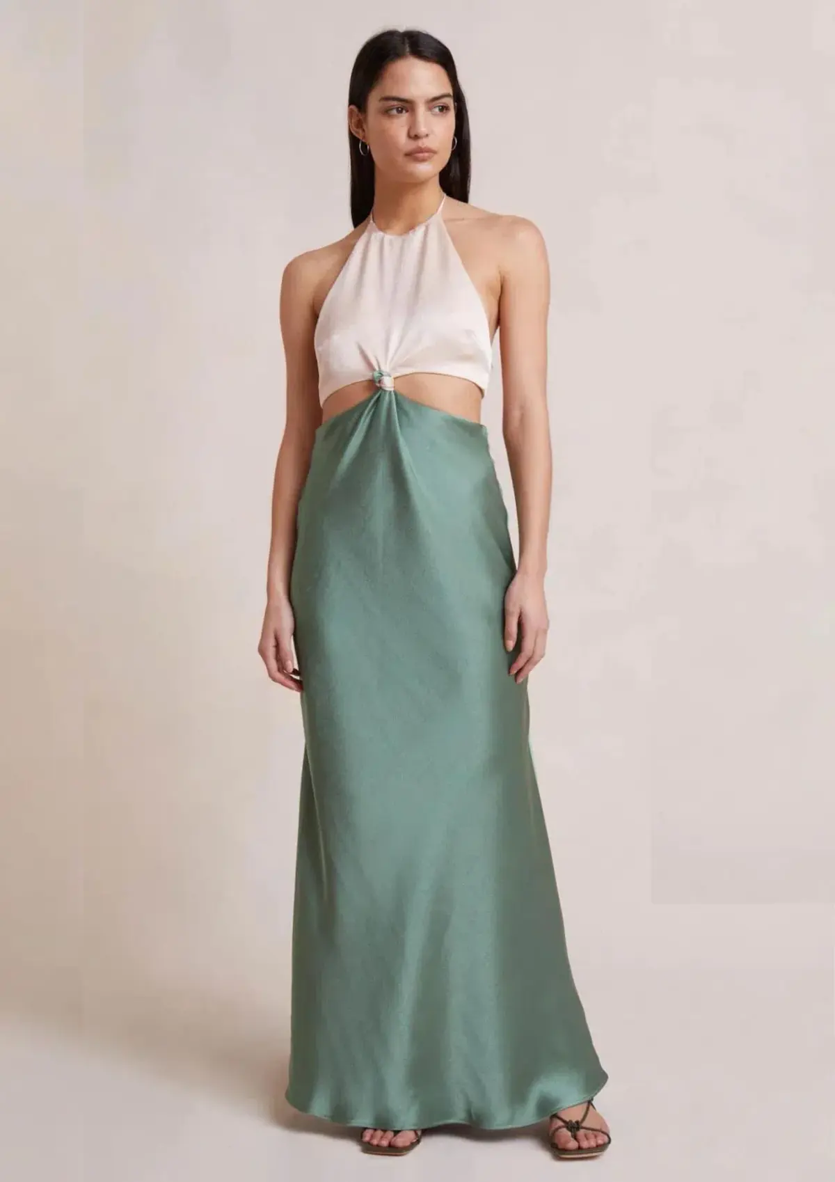 Bec & Bridge Carrie Halter Maxi Dress Multi Green Size AU 8 - Image 1
