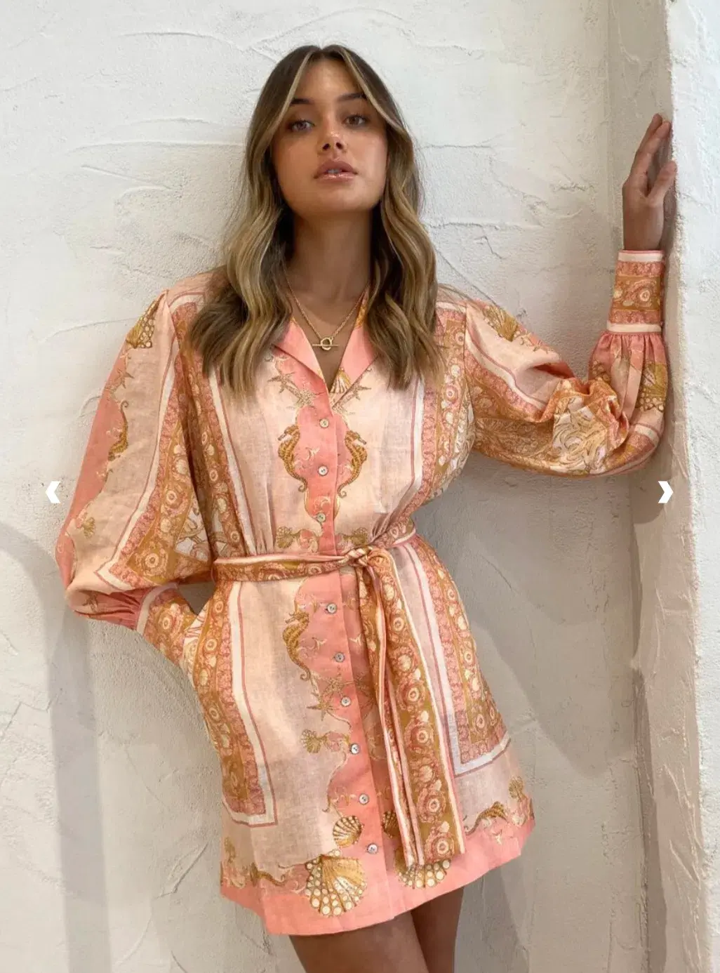 Alemais Ursula Mini Shirtdress Pink/Print Size 6 - Image 3