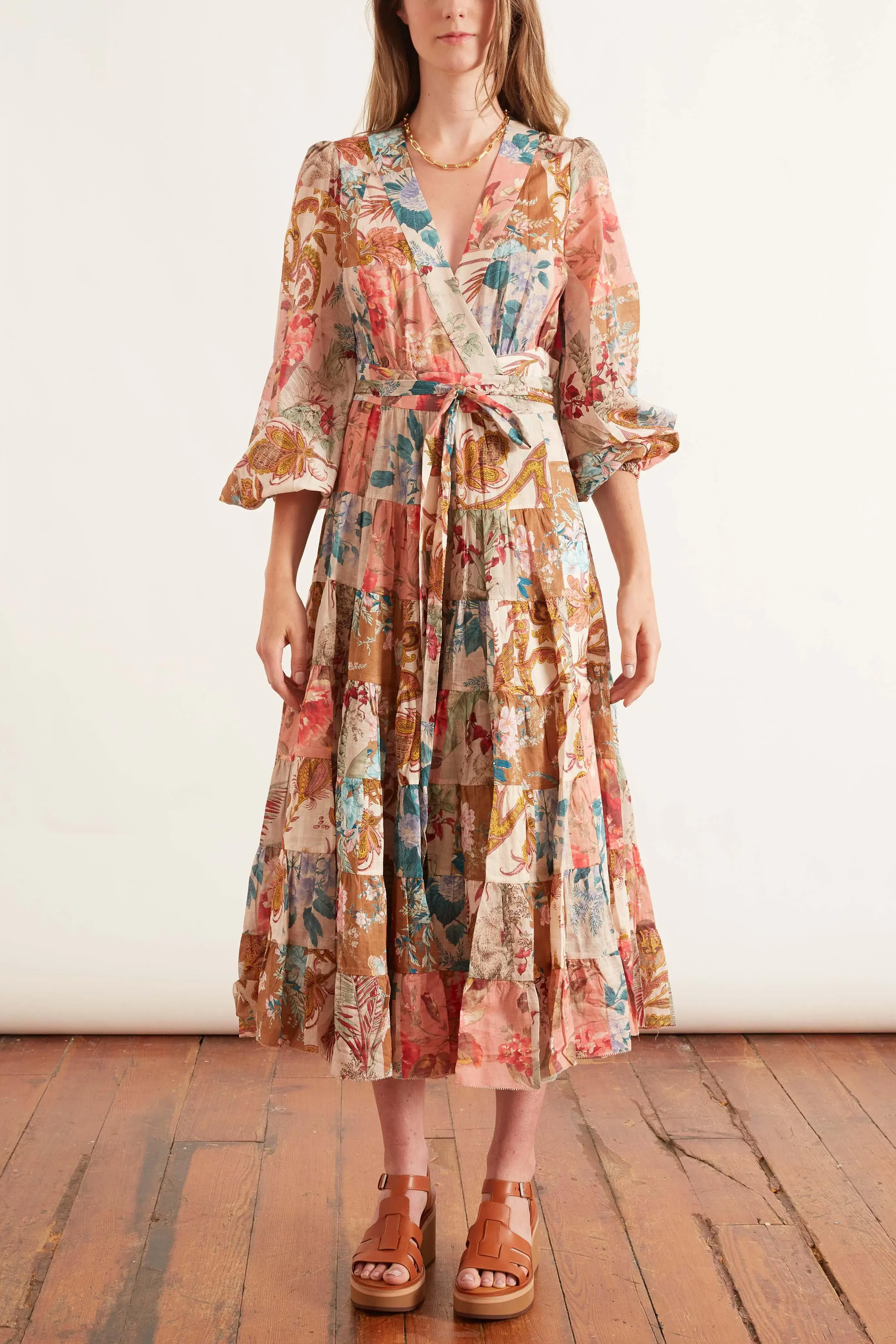 Zimmermann Cassia Patch Wrap Midi Dress Print Size 10 - Image 1