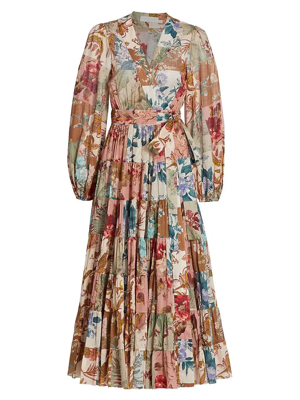 Zimmermann Cassia Patch Wrap Midi Dress Print Size 10 - Image 4