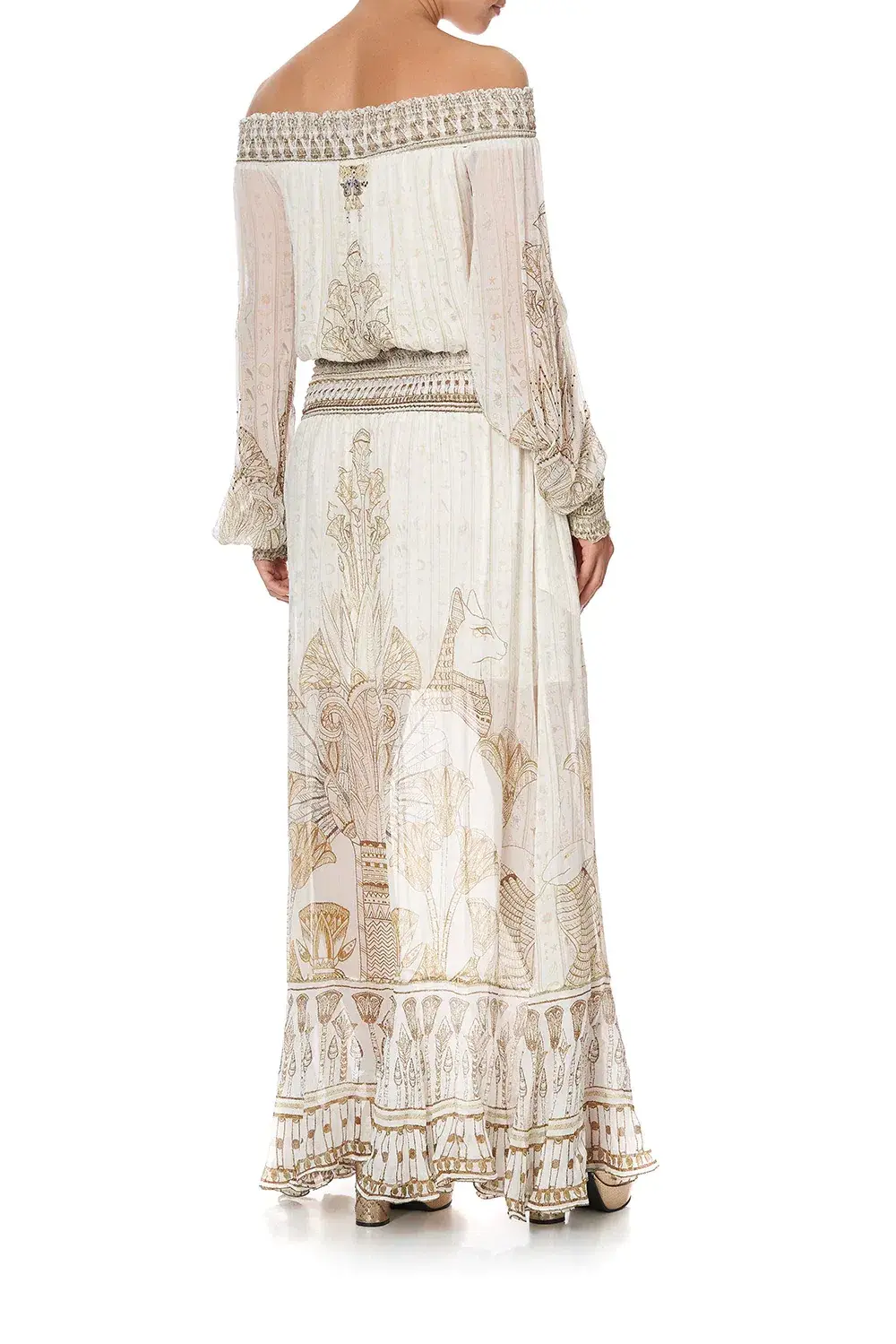 Camilla Off Shoulder Shirred Dress The Queens Chamber Print Size 10 - Image 2