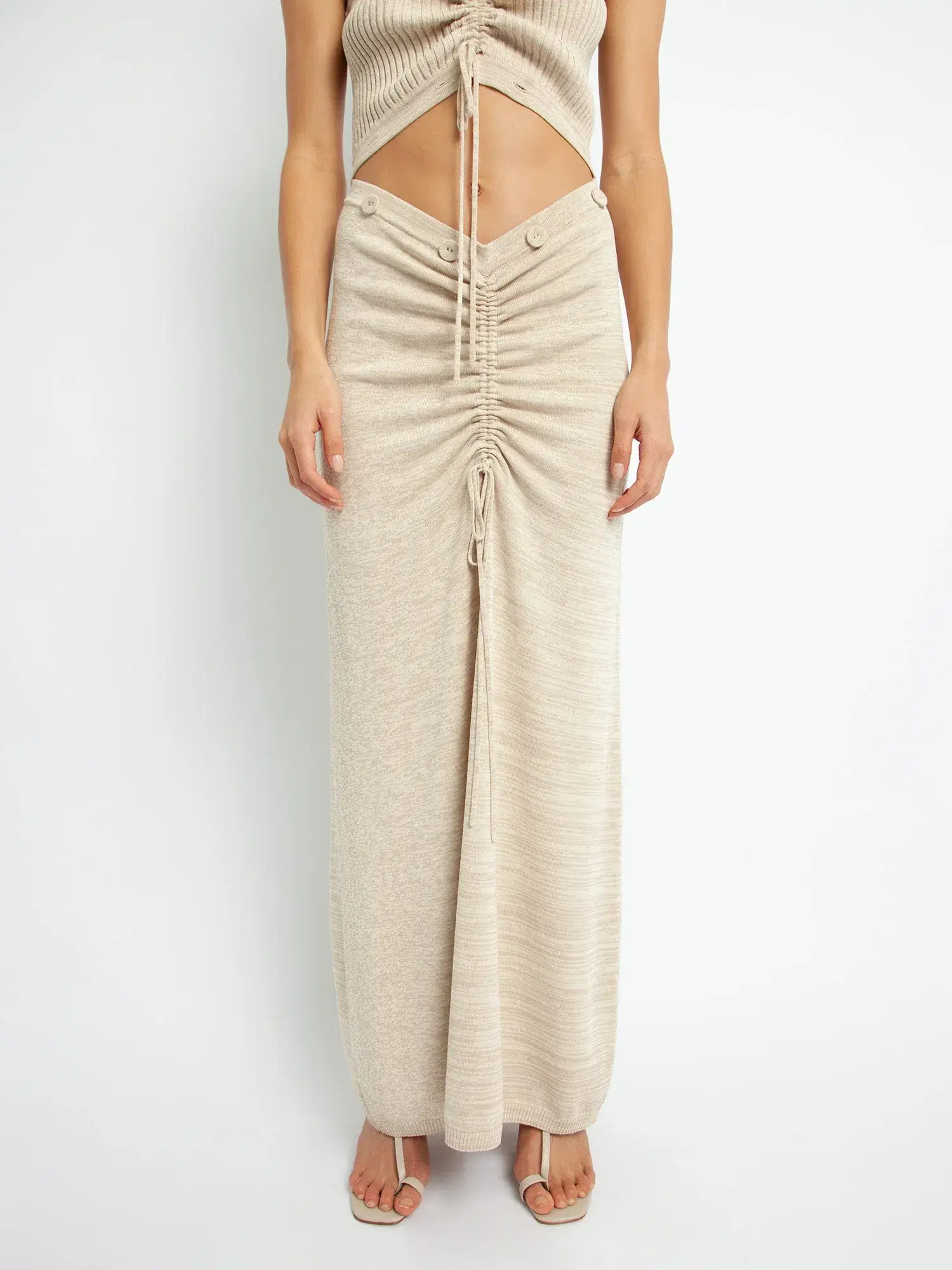 Christopher Esber Ruched Disconnect Cami Dress Beige Size 4 - Image 3