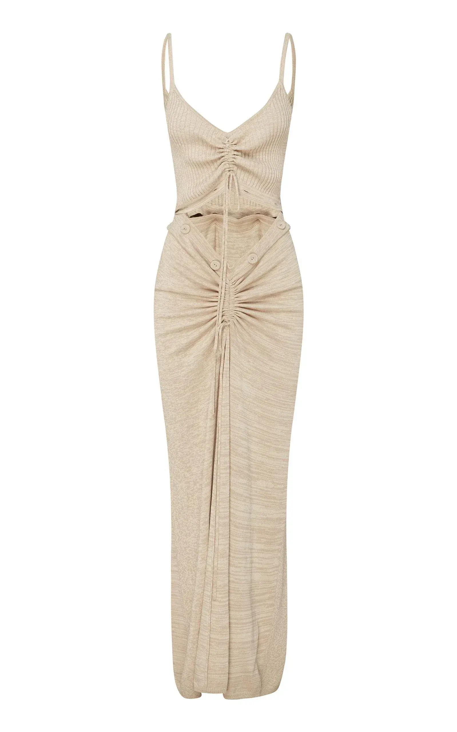 Christopher Esber Ruched Disconnect Cami Dress Beige Size 4 - Image 4