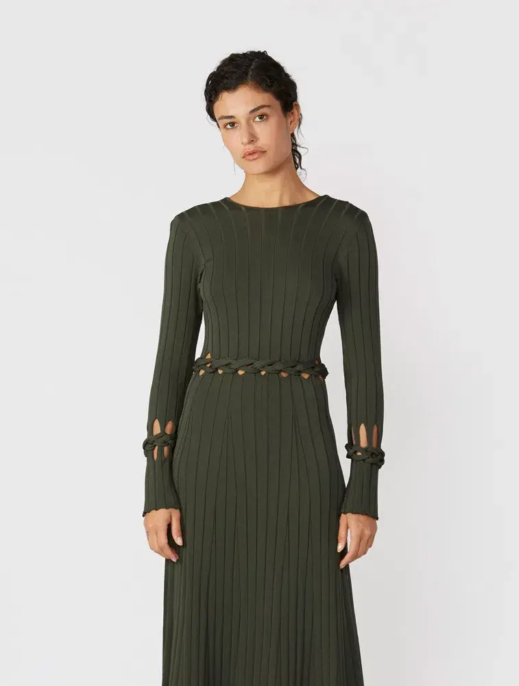 Dion Lee Braid Long Sleeve Dress Green Size 8 - Image 8