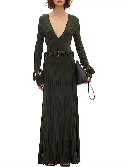 Dion Lee Braid Long Sleeve Dress Green Size 8 - Image 3