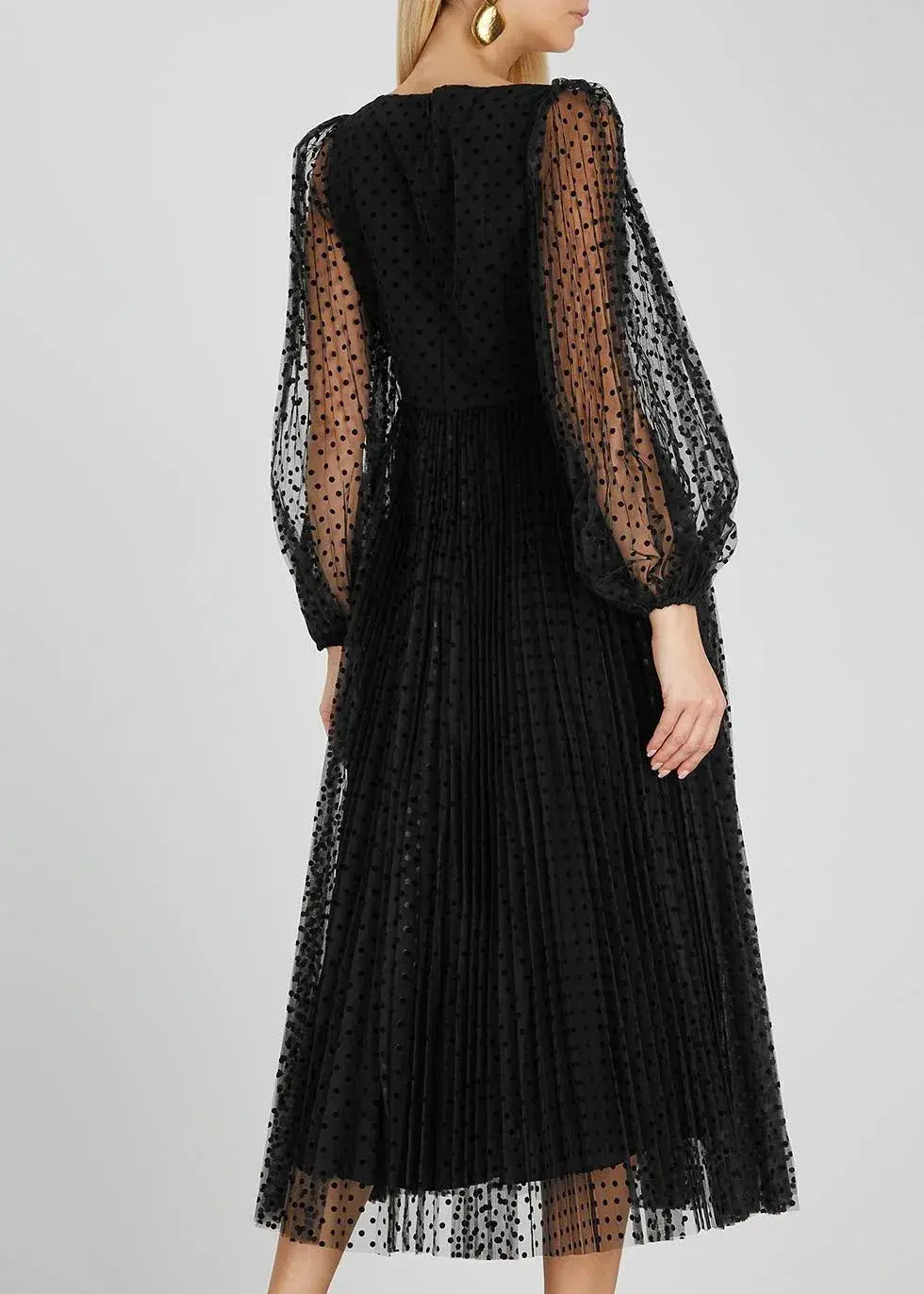 Zimmermann Lucky Pleated Flocked Tulle Midi Dress Black Size 1 / Au 10 - Image 2