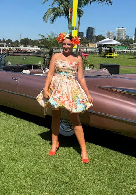 Leo Lin - Katy Bustier Mini Dress in Opulent Print in Blush Size 12 for rent on The Volte - main image