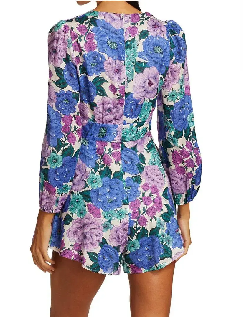 Zimmermann Poppy Plunge Playsuit Lilac Floral Print Size 0 / AU 8 - Image 2