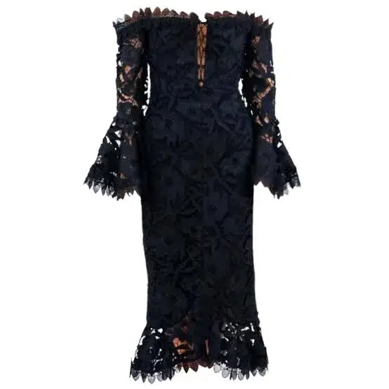 Nicholas Botanical Lace Cocktail Dress Black Size 6 - Image 4