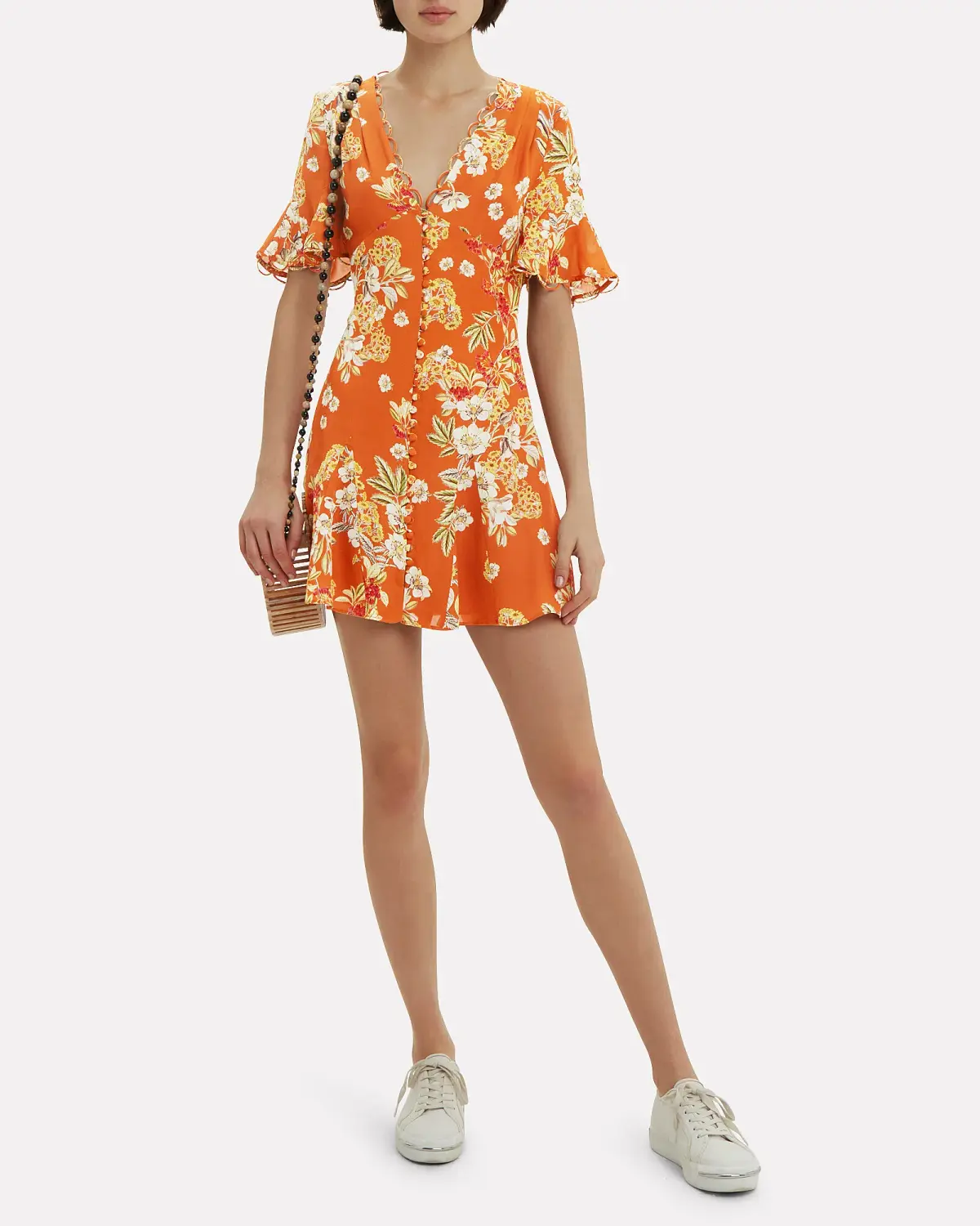 Nicholas Godet Mini Dress Orange Floral Size 12 - Image 1