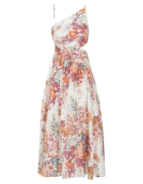 Zimmermann Pattie Asymmetric Dress Cream Floral Print Size 0P/Au 6 - Image 4