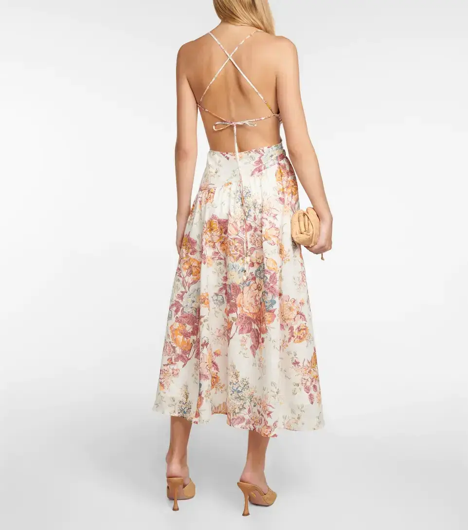 Zimmermann Pattie Asymmetric Dress Cream Floral Print Size 0P/Au 6 - Image 3