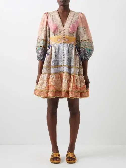 Zimmermann Anneke Lantern Mini Dress Print Size 0 /Au 8 - Image 1