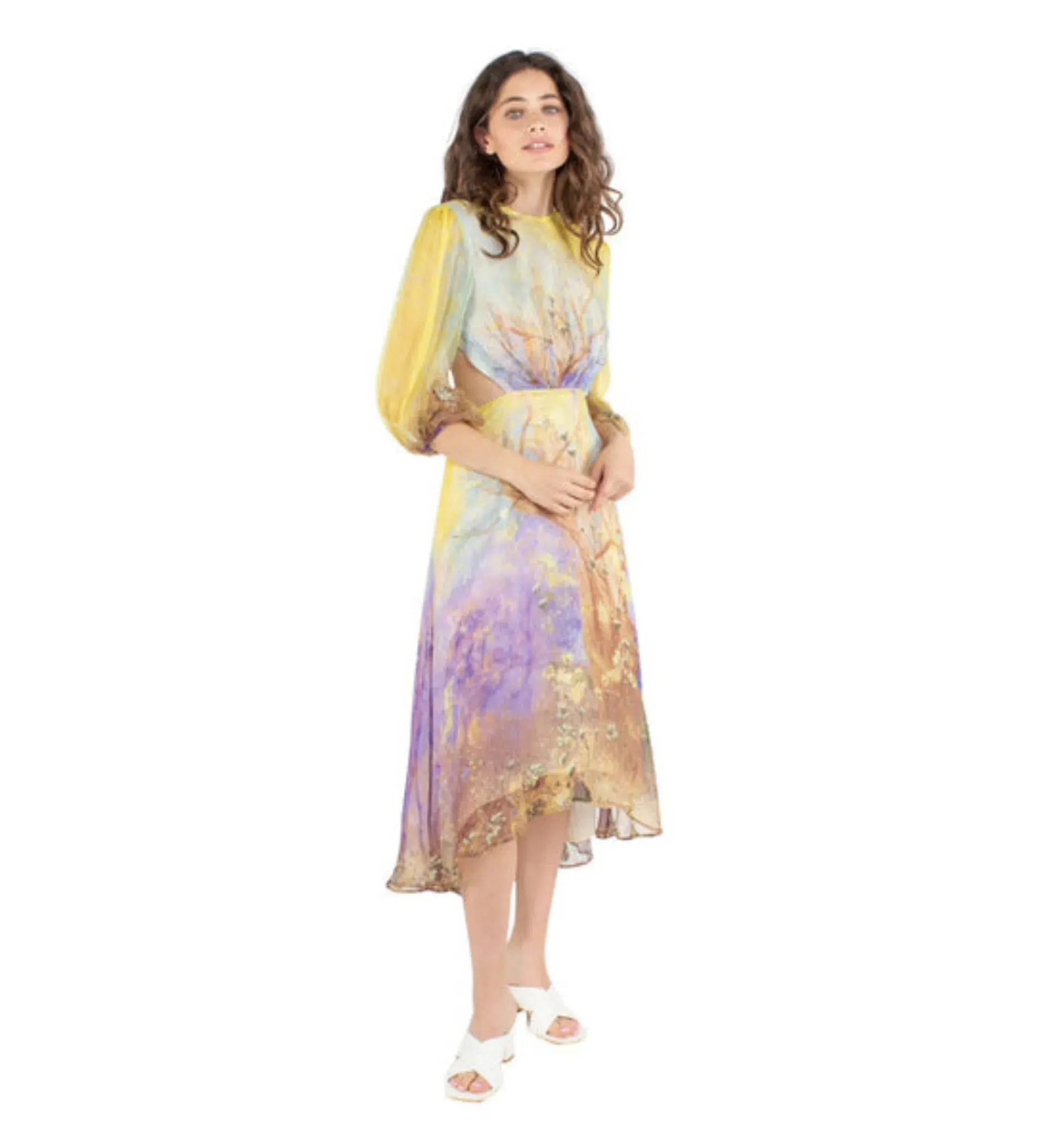 Leo Lin Salvation Silk Chiffon Dress Print Size 10 - Image 2