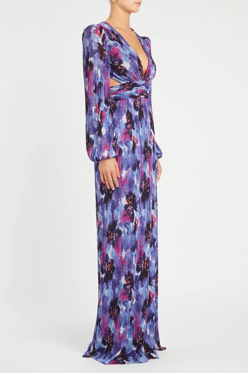 Rebecca Vallance Purple Rain Gown Print Size 10 for rent on The Volte - main image