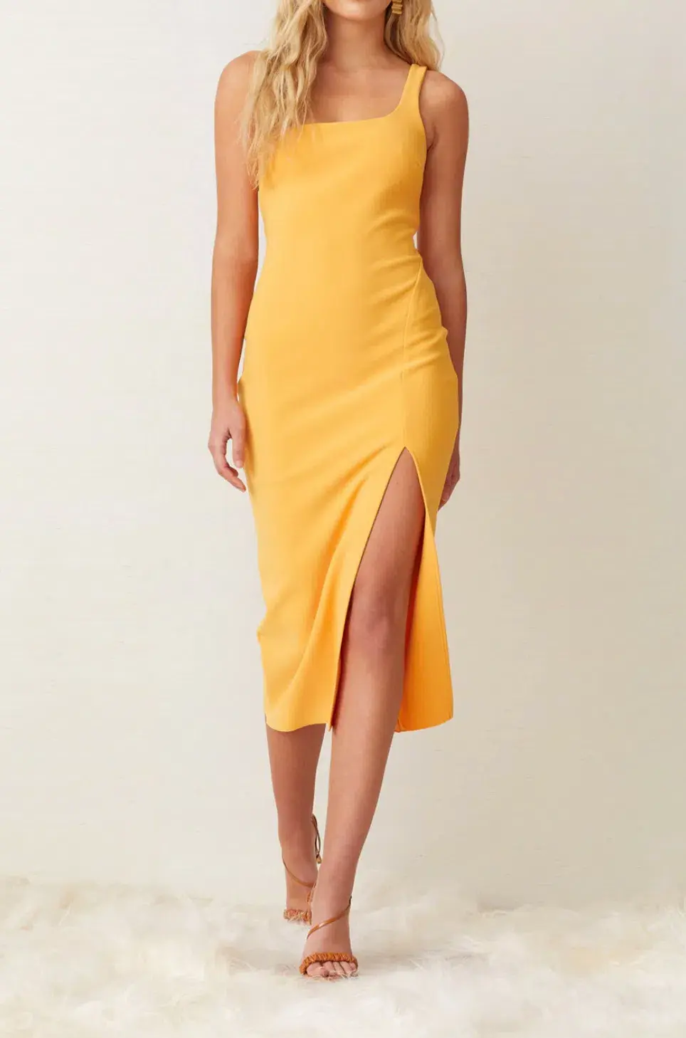 Bec & Bridge Ariel Midi Dress in Mango Orange Size 12 - Image 2
