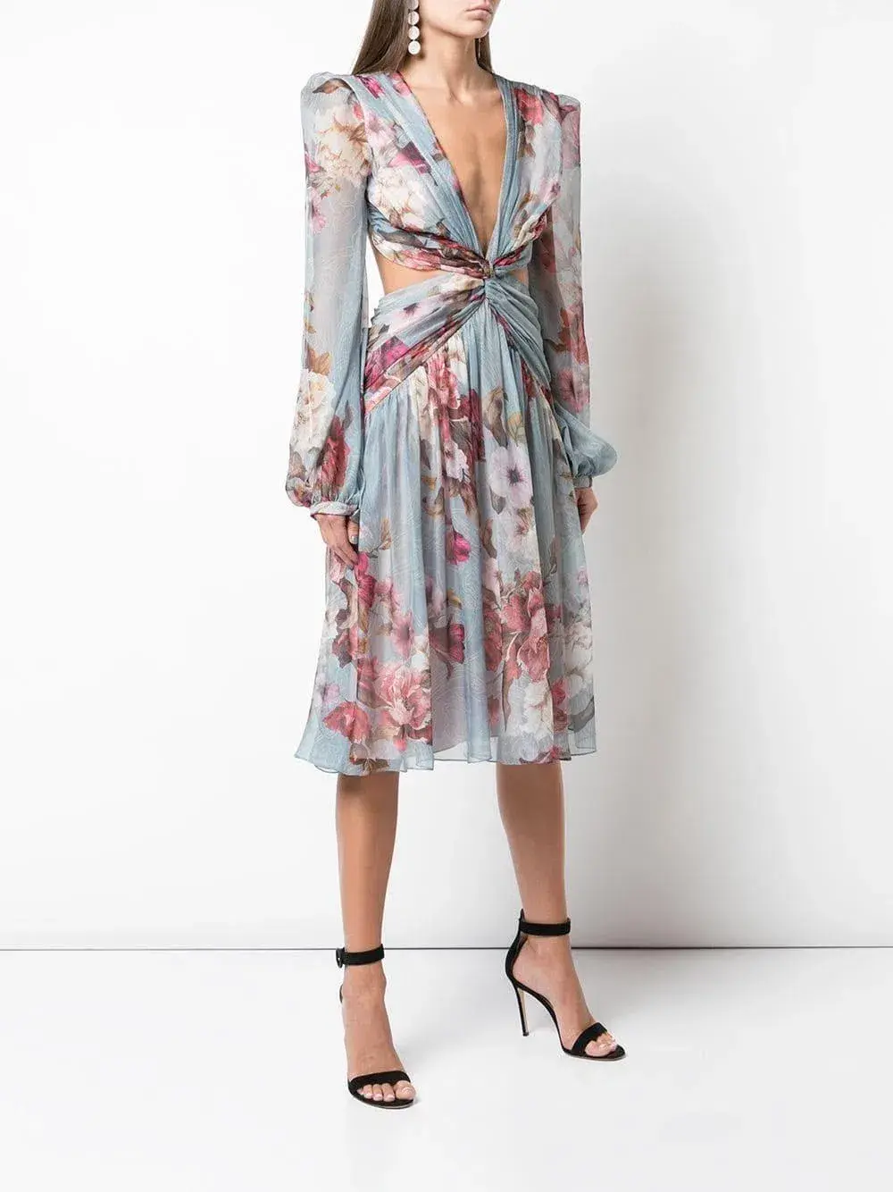 PatBO Peony Print Cutout Midi Dress Print Size 6  - Image 1