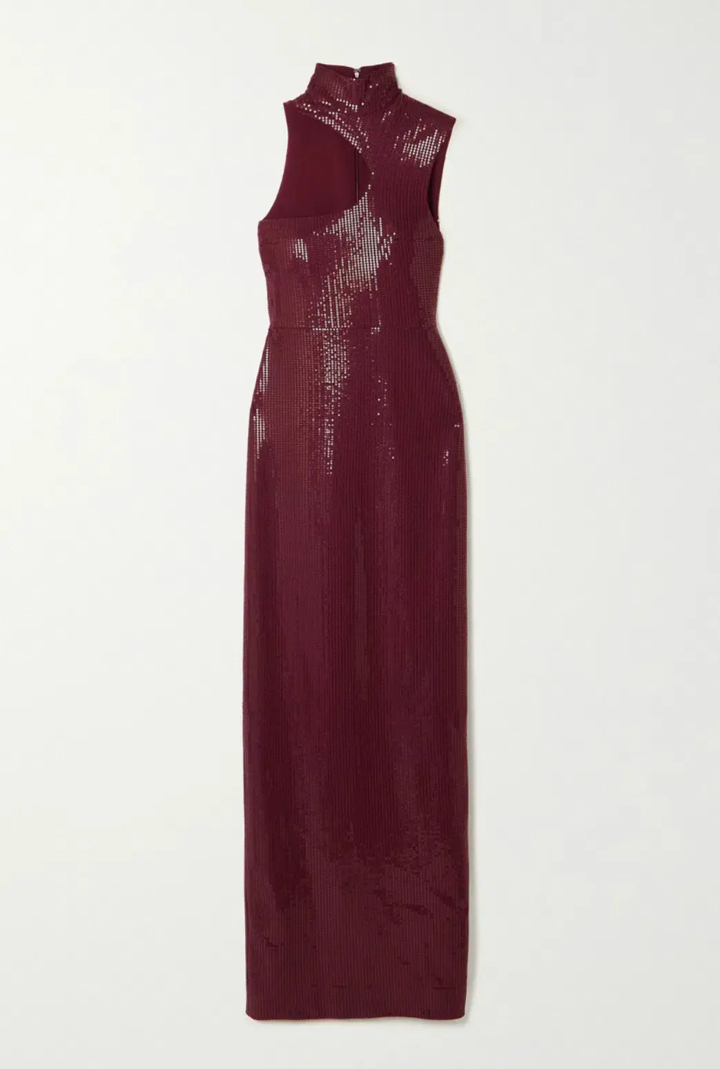 Yara Sequined Jersey Turtleneck Maxi Dress Burgundy Size 10 - Image 1