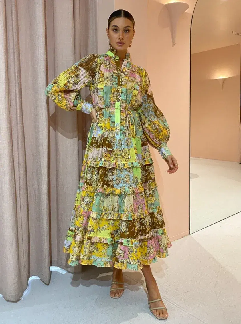 Alemais Matilde Pleat Shirt Dress Print (Size 12) - Image 1
